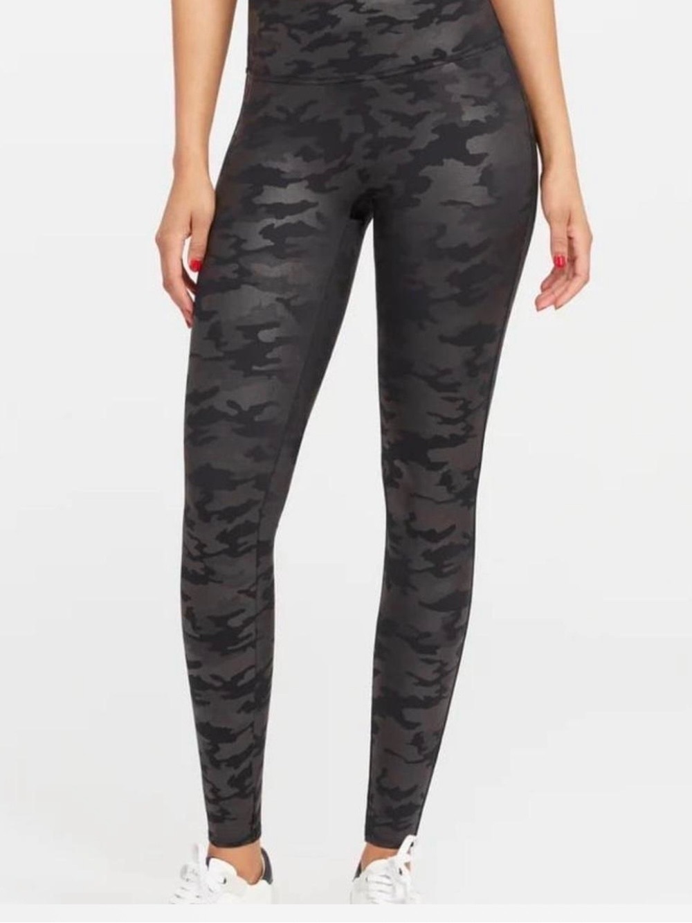 SPANX Black Camo Faux Leather High-Waist Leggings